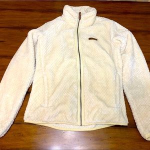 Columbia ivory zip up plush jacket